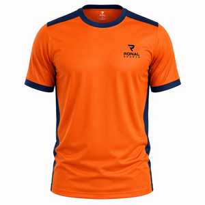 Camiseta Deportiva de Manga Corta para Hombre, Color Naranja, Corte Regular, Secado Rápido, Diseño Deportivo, Logotipo en la Espalda, en Oferta 2026, Marca Ronal Sports - Product Image 1