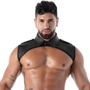 Neoprene Collar Shirt <b>Harness</b> Black <b>Mens</b> Fetish Adjustable Collar Chest <b>Harness</b> - Product Image 4