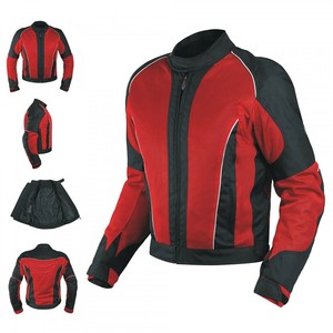 เสื้อแจ็คเก็ตมอเตอร์ไซค์กันน้ำสีดำและแดงสำหรับผู้ชาย รุ่นสั่งทำพิเศษ เหมาะสำหรับการผจญภัยทุกฤดู สำหรับการเดินทางในช่วงฤดูร้อนด้วยเสื้อผ้าทอ - Product Image 3