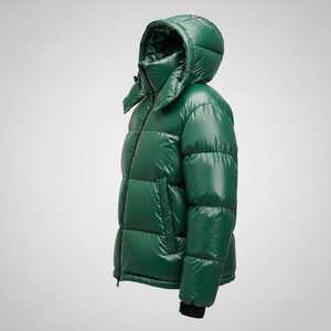 Veste matelassée verte pour femme, manches longues, à capuche, fermeture éclair, coupe-vent, manteau d'hiver, rembourrage épais en polyester - Product Image 3