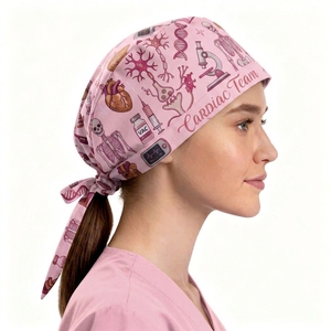 Unisex Custom Colour And Pattern Nurse <b>Hats</b> Adjustable Doctor Working Nurse Scrub Caps Hospital Cotton Cap With <b>Bands</b> - Product Image 4