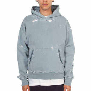 Hoodie surdimensionné personnalisé délavé à l'acide, style streetwear, manches longues, respirant, effet usé, en vente - Product Image 2