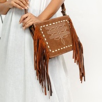 Sac bandoulière en cuir véritable 100 % pour femme, nouvelle collection 2026, style bottine, avec franges et compartiment dissimulé, vente en gros