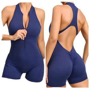 Combinaison de yoga rose unie sans manches à taille haute pour femme, design dos nu, bretelles spaghetti, coupe ajustée, séchage rapide - Product Image 6