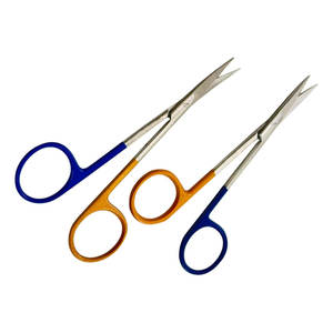 Tijeras de Disección Profesionales de Acero Inoxidable, Hojas Curvas y Rectas, Puntas Afiladas, Mango de Color Dorado y Azul, Quirúrgicas MOL - Product Image 2