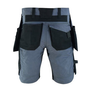 Men's Gray <b>Black</b> <b>Work</b> Shorts With Multiple Pockets Breathable Polyester Cargo <b>Pants</b> for Construction Use - Product Image 2