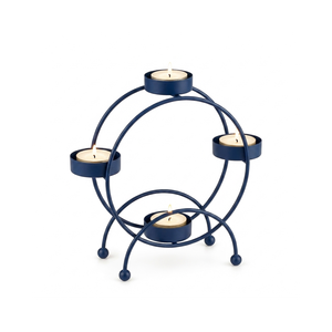 Porte-bougie rond en métal de haute qualité, couleur bleu turquoise, pour centre de table de mariage ou de fête - Product Image 1
