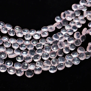 Perles de pierres précieuses en quartz rose naturel facettées en forme de cœur, 7-8 mm, pierre de quartz polie pour la fabrication de bijoux, vente en gros en provenance d'Inde - Product Image 6