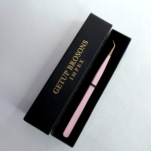 Pince à épiler en acier inoxydable rose pointue Getup Brosons Impex, pointe lisse, outil de précision, emballage en boîte - Product Image 1
