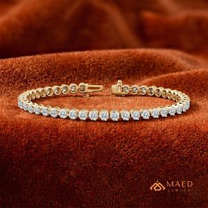 Bracelet tennis en moissanite pour femme, chaîne fine dorée, bijou de mode, pierre ronde, accessoire élégant, idéal pour un cadeau, ensembles de style - Product Image 4