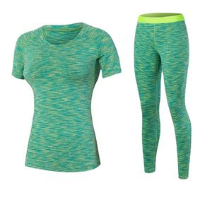 T-shirt de Yoga serré pour femmes, vêtements de Sport, suture, pantalon de course, Compression, survêtement, nouvelle collection - Product Image 1