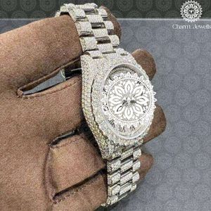 Montre de luxe pour femme Charm_Jewels, acier inoxydable, lunette sertie de diamants, mouvement à quartz analogique, boîtier rond de 38 mm, fermoir pliant - Product Image 2