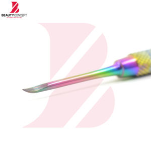 Pousse-cuticules double extrémité en acier inoxydable finition arc-en-ciel, outil professionnel pour retirer les cuticules et les ongles, outils de manucure - Product Image 4