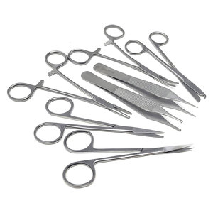 Ensemble d'instruments chirurgicaux manuels de 7 pièces : Ciseaux, Pinces, Hémostases, Porte-aiguilles, Tournevis, en acier inoxydable, kit de formation médicale - Product Image 1