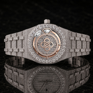 Montre-bracelet de luxe en moissanite pour homme, entièrement sertie de pierres, en acier inoxydable, diamant, 20 mm, analogique, quartz - Product Image 1