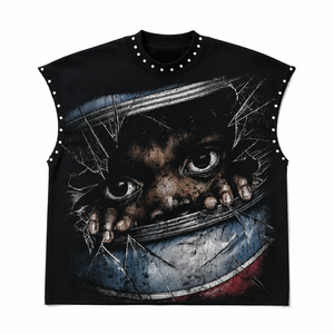 เสื้อกล้ามพิมพ์ลายกราฟิกตามสั่ง ผ้าเจอร์ซีย์คอตตอน 100% สไตล์วินเทจสุดเทรนดี้ เสื้อยืดแขนกุดสำหรับใส่ได้ทั้งชายและหญิง เหมาะสำหรับใส่ในช่วงฤดูร้อน - Product Image 1