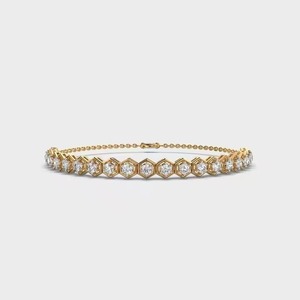 กำไลข้อมือแฮนด์เมดเจ็ดมหัศจรรย์ใหม่ ทองคำ 18k ประดับเพชรโมอิสซาไนต์ ของขวัญ - Product Image 1