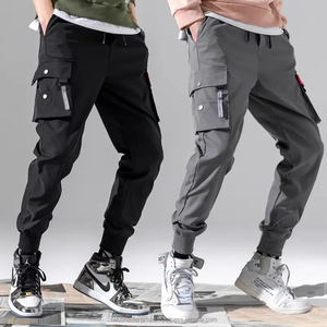 Custom Elastic Plus Size Men's Casual Summer Cargo Pants New Washed <b>Trousers</b> with Multi-Pocket Sweatspant - Product Image 3