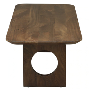 Mesa de Centro Moderna con Superficie de Madera Ligeramente Curvada y Dos Patas Plegables Resistentes, Acabado Tubbaq, Madera de Mango Sólida, para Sala de Estar - Product Image 4