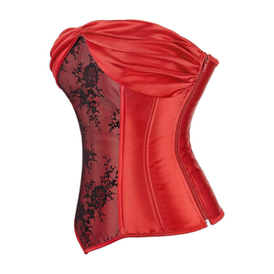Corsé Bustier Rojo de Satén sin Tirantes para Mujer al por Mayor con Detalle de Encaje Fruncido, Control Medio, Top Moldeador Transpirable - Product Image 2