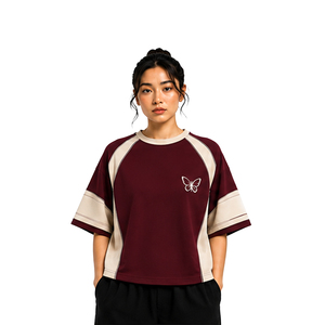 Custom Womens Boxy Fit T Shirt Premium Cotton Short Sleeve Casual Streetwear Tee Private Label OEM ODM Bulk Clothing Manufacture - Product Image 1