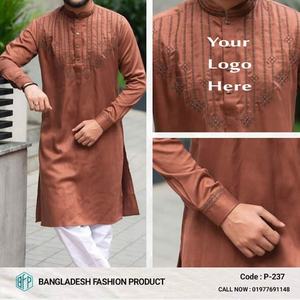 Nouvel arrivage de vêtements panjabi brodés pour hommes de meilleure qualité d'exportation de panjabi kurta pour hommes du Bangladesh - Product Image 5