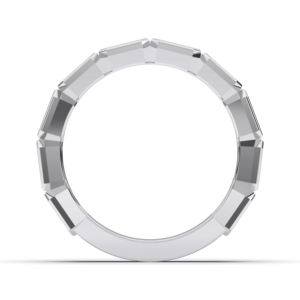 Bague de mariage demi-éternité en diamant de laboratoire taille émeraude 2,00 carats F-G/VS, sertie clos, plaquée platine, pour elle - Product Image 4