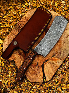 Top Damascus Cleaver Knife Handmade Chef Meat Knife Raindrop Pattern Steel Blade Walnut Wood Handle Kitchen Chopper Ambidextrous - Product Image 4