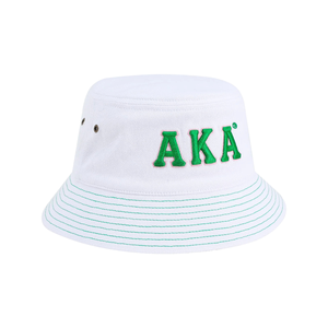Casquette Seau Blanche AKA avec Lettre Brodé(e) Verte, en Coton, Réglable, Tendance Décontractée, Streetwear, Protection Solaire pour Homme - Product Image 2