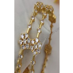 ชุดกำไลสองชิ้นชุบทองคุณภาพดีเยี่ยมทันสมัยหนึ่งกรัมสำหรับผู้หญิงเครื่องประดับสำหรับงานแต่งงานและงานปาร์ตี้ - Product Image 1