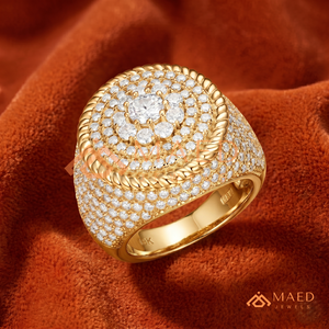 แหวนผู้ชายชุบทอง 18k ประดับเพชรทรงกลมแบบ Iced Out เงินแท้ 925 ประดับเพชร VVS มอยส์ซาไนต์ หลายชั้น แหวนสไตล์ฮิปฮอป - Product Image 1