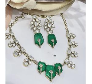 Conjunto de Collar y Pendientes de Moissanita Delicado con Acabado Dorado de Moda, de la Mejor Calidad, para Bodas, Colección para Mujer - Product Image 1