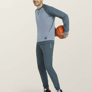 Ensemble de survêtement polaire d'hiver pour homme 100 % coton, couleur unie, chaud, délavé à l'acide, streetwear, respirant, séchage rapide - Product Image 2