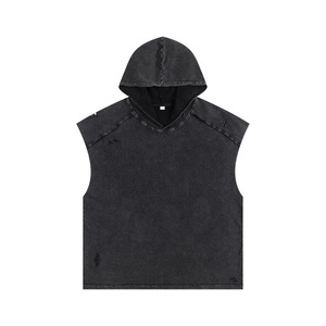 Men's Sleeveless Hoodie Casual Slim Fit Zip up Drawstring Plain Tank <b>Top</b> Hooded <b>Vests</b> Sleeveless Hoodie - Product Image 1