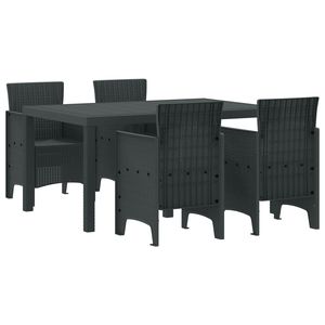Juego de Comedor de Jardín de 5 Piezas de Mimbre Sintético, Color Antracita, Resistente a la Intemperie, Muebles de Exterior de Diseño Contemporáneo - Product Image 1