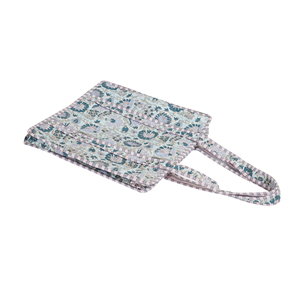 Sac fourre-tout en coton matelassé fait main, écologique, léger, durable, style bohème, avec fermeture éclair, imprimé floral, réversible, lavable, pour la plage - Product Image 4