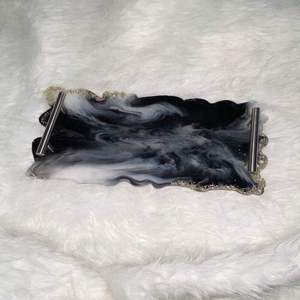 Coffee Tea Rectangular Serving <b>Tray</b> with Matching Coaster Resin Serving <b>Tray</b> <b>Dinner</b> Set Dishes Plates Service <b>Tray</b> - Product Image 6
