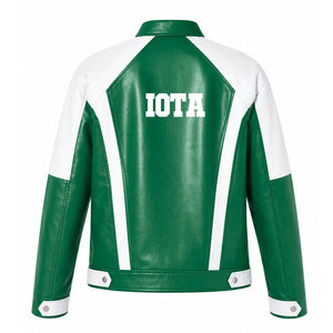 เสื้อแจ็คเก็ตหนัง PU แบบวาร์ซิตี้ของชมรมนักเรียนหญิง Iota Phi Lambda สีเขียวพิมพ์ลายตัวอักษรสีขาว แขนยาว ซิปแบบเต็มตัว สไตล์ลำลองสำหรับผู้หญิง แจ็คเก็ตสไตล์นักแข่ง - Product Image 6