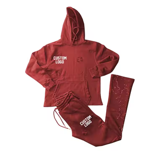 Ensemble de survêtement deux pièces imprimé d'hiver de haute qualité, personnalisé, avec sweat à capuche court à épaules tombantes et pantalon droit, taille S - Product Image 2