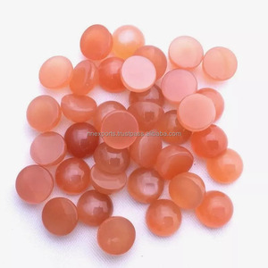 4mm naturel pêche pierre de lune lisse forme ronde Cabochon pierre précieuse en vrac au prix d'usine grossiste en vrac du fournisseur indien - Product Image 1