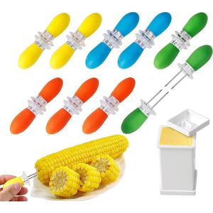 Set di 18 Utensili da Cucina in Acciaio Inossidabile, Comodi Supporti per Pannocchie di Mais con Manico in Silicone e Spatola per Burro - Product Image 1