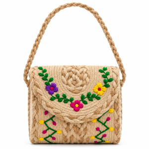 Sac à bandoulière personnalisable brodé au crochet à sangle unique, pochette à rabat florale pour la plage, les voyages et l'usage quotidien - Product Image 2