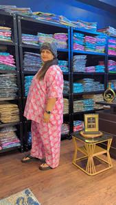 Womens Pure Cotton Office Lady Printed Co-Ord Set | Above Knee Top & Pant | Breathable | One Side Pocket | Sizes S-10XL - Product Image 3