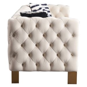 Divano Chesterfield Moderno Trapuntato in Velluto Crema 84,25 W per Soggiorno - Product Image 5