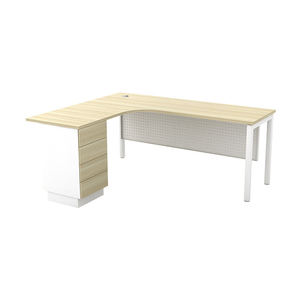Escritorio de Oficina Comercial Moderno en Forma de L, Patas de Metal, Pedestal 4D, Superficie de Melamina Resistente, Sistema de Oficina AY V-SML - Product Image 4