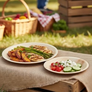 Platos Redondos de Bambú Ecológicos, Biodegradables y Compostables de 10 Pulgadas, Aptos para Microondas, de Grado Alimenticio, con Logotipo Personalizado, para Servir Postres - Product Image 2