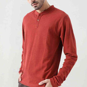 T-shirt à manches longues pour homme, col rond, coupe classique, tricoté, couleur unie, style décontracté, respirant, 100% coton - Product Image 6