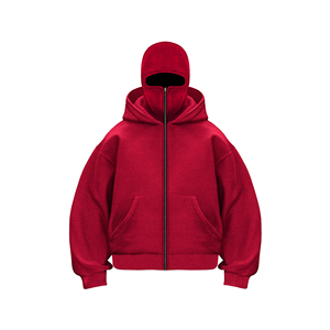 Sweat à capuche cagoule personnalisé OEM de haute qualité pour homme, en coton épais, double capuche, fermeture éclair intégrale, masque intégré, vente en gros - Product Image 1