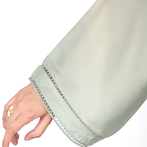 OEM Women Modest Satin Plaid Abaya Factory Luxury with Custom Colors Sizes Embroidery Options Floor-Length A-Line Silhouette - Product Image 3