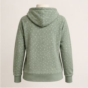 Sweat à capuche personnalisable pour femme, vert sauge discret, classique et décontracté, à pois irrégulièrement espacés, en molleton bouclé French Terry - Product Image 2